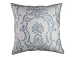 Lili Alessandra Louie Square Pillow - Ivory Basketweave / Blue Silk