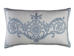 Lili Alessandra Paris Large Rectangle Pillow - Ivory Basketweave / Blue Silk