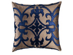 Lili Alessandra Olivia Square Pillow - Gold Silk / Navy Velvet