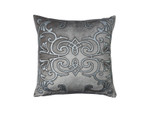 Lili Alessandra Mozart Square Pillow - Platinum Velvet/Silver Print/Gunmetal Beads