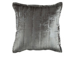 Lili Alessandra Moderne European Pillow - Silver Velvet with Silver Print