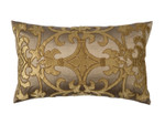 Lili Alessandra Olivia Large Rectangle Pillow - Gold Silk / Bronze Velvet / Gold Beads