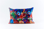 Ann Gish Flower Stripe Silk Pillow - Blue