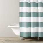 Kassatex Hampton Stripe Shower Curtain - Spa Blue