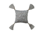 Lili Alessandra Christian Small Square Pillow - Platinum Velvet/Silver Print/Silver Beads