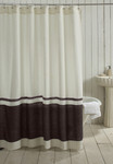 Amity Home Orfeo Linen Shower Curtain - Ivory / Charcoal Brown