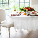Crown Linen 90" Solid Round Linen Tablecloth with Ruffle