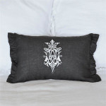 Crown Linen "Royal" Embroidered Decorative Pillow - Gray/Ruffle