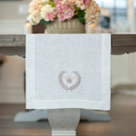 Crown Linen White Table Runner with Bumble Bee