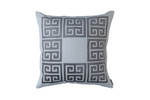 Lili Alessandra Guy Square Border Pillow - Ivory Basketweave / Platinum Velvet