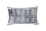 Lili Alessandra Guy Large Rectangle Border Pillow - Ivory Basketweave / Platinum Velvet