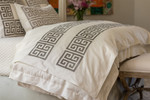 Lili Alessandra Guy Throw - Ivory Basketweave / Platinum Velvet