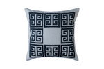 Lili Alessandra Guy Square Border Pillow - Ivory Basketweave / Midnight Velvet