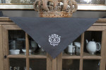 Crown Linen Gray Table Topper with "Damask" Embroidery