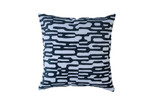 Lili Alessandra Christian Square Pillow - White Linen / Midnight Velvet Applique