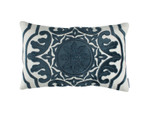 Lili Alessandra Barcelona Sm. Rectangle Pillow - Ivory Basketweave / Midnight Velvet Applique