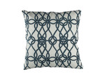 Lili Alessandra Gypsy Square Pillow - Ivory Basketweave / Midnight Blue Velvet