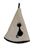 Provence Black Cat Round Terrycloth Towel - White