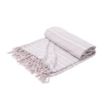 Elisabeth York Chenille Stripe Bed Throw - Natural