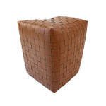 Orchids Lux Home Leather Pouf - Saddle