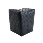 Orchids Lux Home Leather Pouf - Black