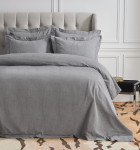 Elisabeth York Hemstitch Duvet Cover - Granite