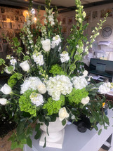 FUNERAL SPRAY- GREEN AND WHITE - ON SALE WAS $240