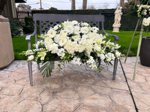 WHITE ROSE LOVE CASKET SPRAY- ON SALE WAS $405