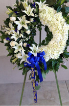 SORRY FOR YOUR LOSS WREATH BLUE AND WHITE