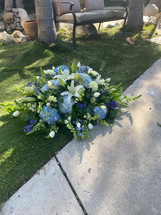 FOND REFLECTIONS OF LOVE -BLUE AND WHITE CASKET SPRAY- ON SALE WAS $295