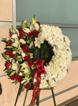 SO SORRY FOR YOUR LOSS WREATH- RED AND WHITE