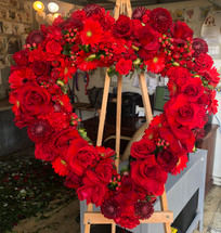 SENDING OUR MOST HEARTFELT SYMPATHY -OPEN RED HEART EASEL- ON SALE WAS $345