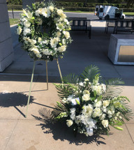 CLASSIC ALL WHITE WREATH & BASKET SET. - ON SALE WAS $420