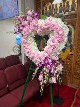 BOMBAY ORCHID ROSE HEART FUNERAL SPRAY