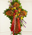 Mixed Flower Standing Cross in Fall Colors