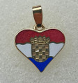 Heart Pendant, GRB: 14K Gold Color Enamel "Heart of Croatia" Charm, RE-STOCKED! 
