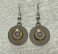 EARRINGS: Stainless/Silver, Glass Dome (Round), in the MURANO 'MILLEFIORI' Style, Imported from Croatia, ONE-OF-A-KIND! NEW! (H)