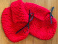 *Hrvatska Designs by Gloria ** ~ Hand Knit RED Baby Booties: NEW! (6 months)  