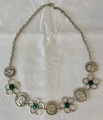 Croatian Heritage Jewelry: ROMAN COIN Necklace, with Emerald Green Stones, Imported from Croatia: NEW 10-21! ONE AVAILABLE! SALE!