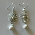 Handmade EARRINGS Made from BRAČ Stone, featuring Elegant FILLIGREE Design: ONE-OF-A-KIND, Imported from Croatia, NEW! SOLD OUT!
