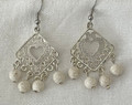 Handmade EARRINGS Made from BRAČ Stone, featuring Elegant Engraved Heart Design: ONE-OF-A-KIND, Imported from Croatia, NEW!