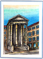 CROATIAN MEMORIES: Hand Painted Frameable ART CARD ~ Imported from Croatia, Pula: ONE-OF-A-KIND! 75% Off SALE! ArtCard9/Pula/MonumentTown