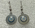 EARRINGS: Stainless/Silver, Glass Dome (Round), in the MURANO 'MILLEFIORI' Style, Imported from Croatia, ONE-OF-A-KIND! NEW! (I)