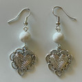 Handmade EARRINGS Made from BRAČ Stone, featuring Elegant Embellished Heart Design: ONE-OF-A-KIND, Imported from Croatia, SALE!