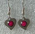 EARRINGS: Stainless/Silver, Glass Dome (Heart), in the MURANO 'MILLEFIORI' Style, Imported from Croatia, ONE-OF-A-KIND! NEW! (F)