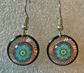 EARRINGS: Stainless/Silver, Glass Dome (Round), in the MURANO 'MILLEFIORI' Style, Imported from Croatia, ONE-OF-A-KIND! NEW! (12N)