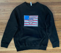 Sweatshirt, Luxurious Velvety Black with LARGE U.S.A. Flag Merged with Croatian GRB Design; Made with Certified 100% Organic Materials!