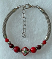 Designer Bracelet with Coral Beads and a Cloisonné Bead: Imported from Jewelry Shops in Croatia! (1) DISCOUNTED!