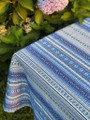 **(6P) LARGE Tabletopper, Woven PRIGORJE Pattern, Shades of Blue: Imported from Croatia! NEW! 39 in x 39 in (100 cm x 100 cm) DISCOUNTED PRICE!  NEW BLUES! RE-STOCKED!