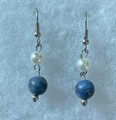 BLUE CORAL EARRINGS, Handmade, Polished Coral with Freshwater Pearls, Imported from ZADAR, Croatia:  NEW in September!